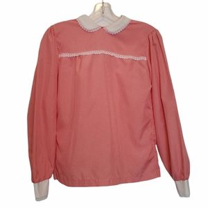 Vintage Gigham & Lace Shirt 1970's